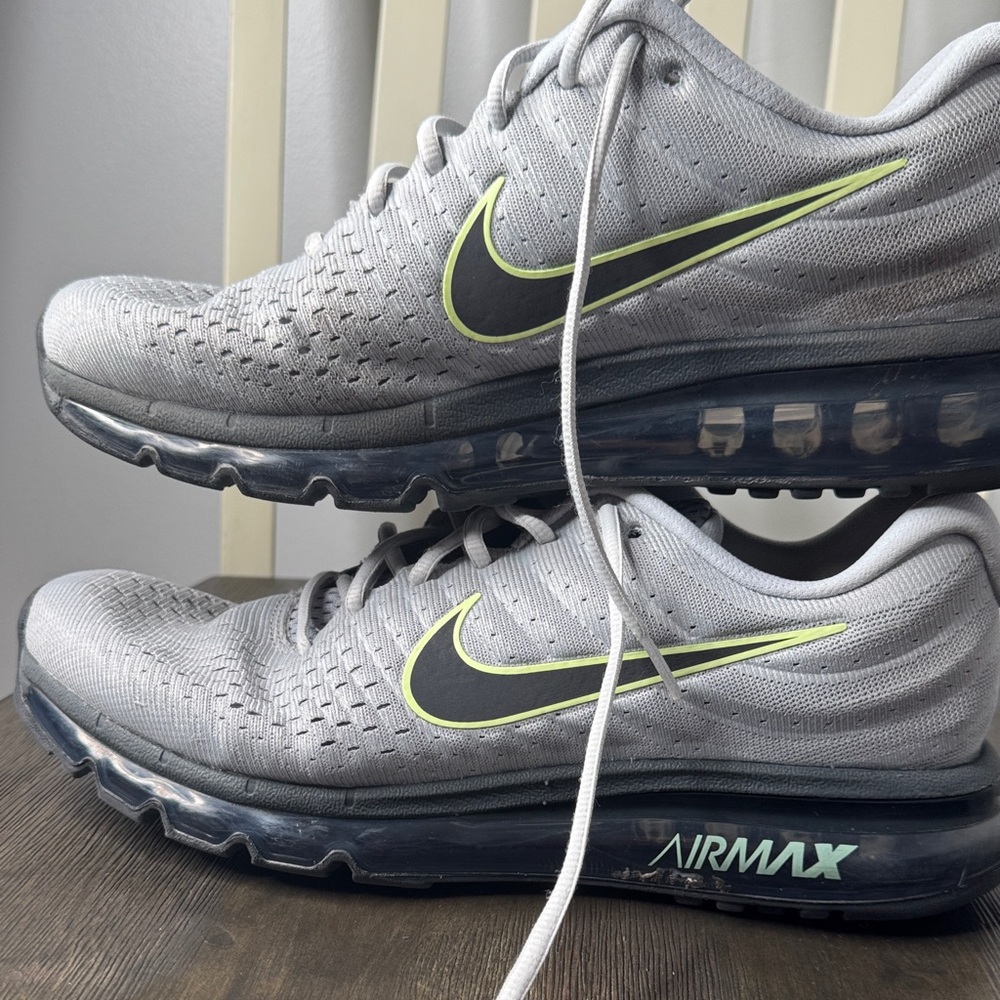 Nike Air Max Gray and Lime Men's Athletic Shoes